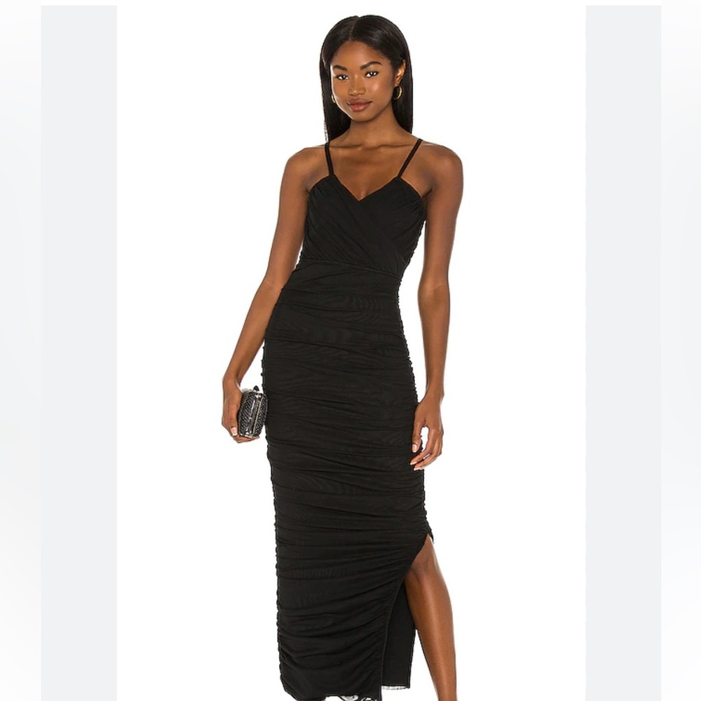 Revolve Elliatt Pippa Dress - Women’s Ruched Bandage Black Maxi Dress - XS